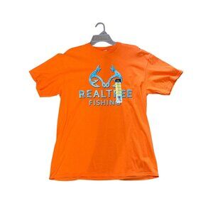 NWT Realtree Mens Tshirt Fishing Orange Short Sleeve Casual Earthy Outdoor Large